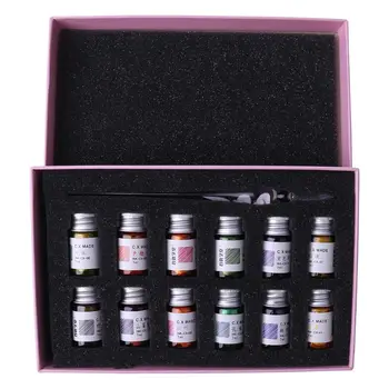 

13Pcs/Set Cherry Blossom Rain Bottled Dip Glass Pen Ink With Fountain Dip Writing Signature Pen Art Supplies Gifts 77HA