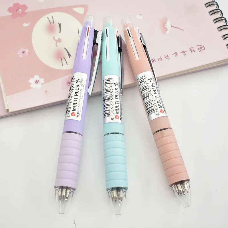 

4 Colors Ball Pen 5 In 1 Ballpoint Pen 1 Automatic Pencil Multicolor With Eraser For Kids Gift School Office Supplies Stationery