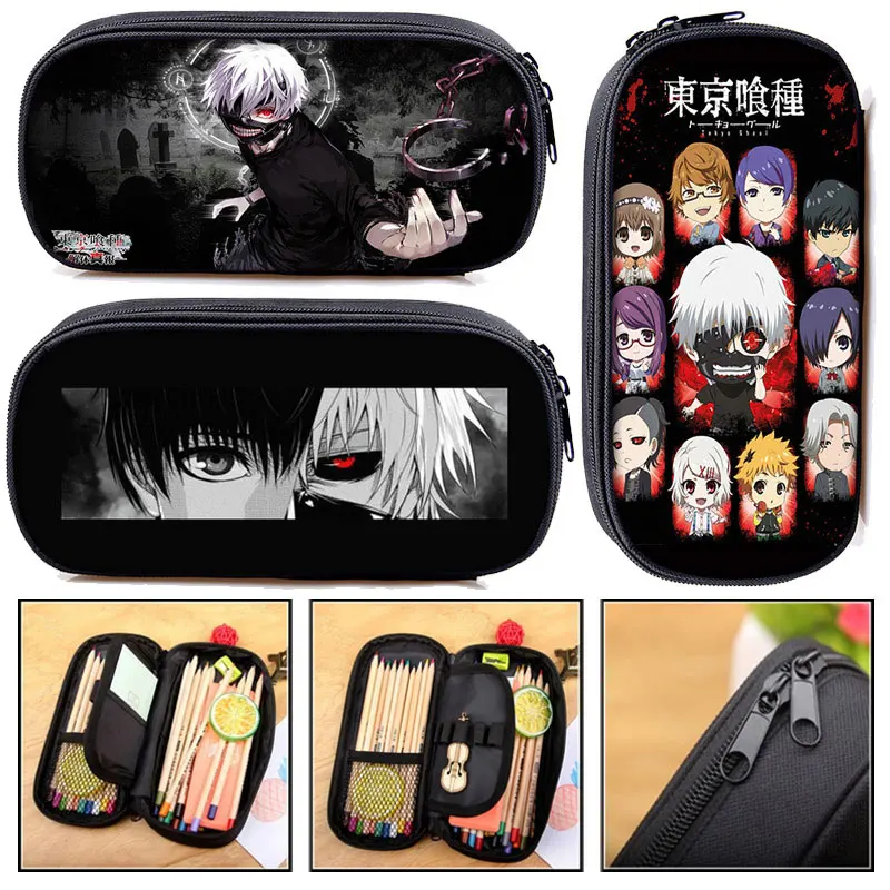 Anime Tokyo Ghoul Pencil Box Kaneki Ken Cosmetic Cases Teenage Girls Boys Pen Bag Woman Makeup Bags Student School Supplies | Багаж и