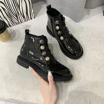 

Sheepskin Ankle Boots For Women British Style Autumn Booties 2020 New Ladies Winter Warm Boot Fashion Genuine Leather Woman Shoe