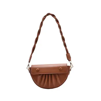 

Solid Personality Designer Wrinkle Female Half Moon Sling Bag Twist Belt Crossbody Versatile Shoulder Bags for Women 2020