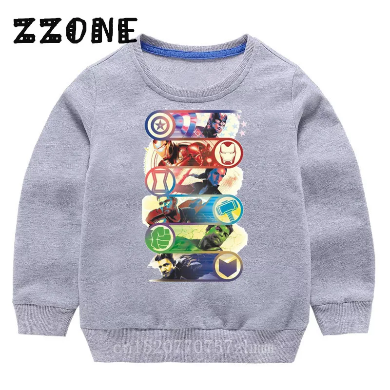 Детские толстовки с капюшоном, детские толстовки с изображением Старка из хлопка с изображением Мстителей, для мальчиков и девочек, осенняя одежда, KYT5286 - Цвет: 5286C-Gray