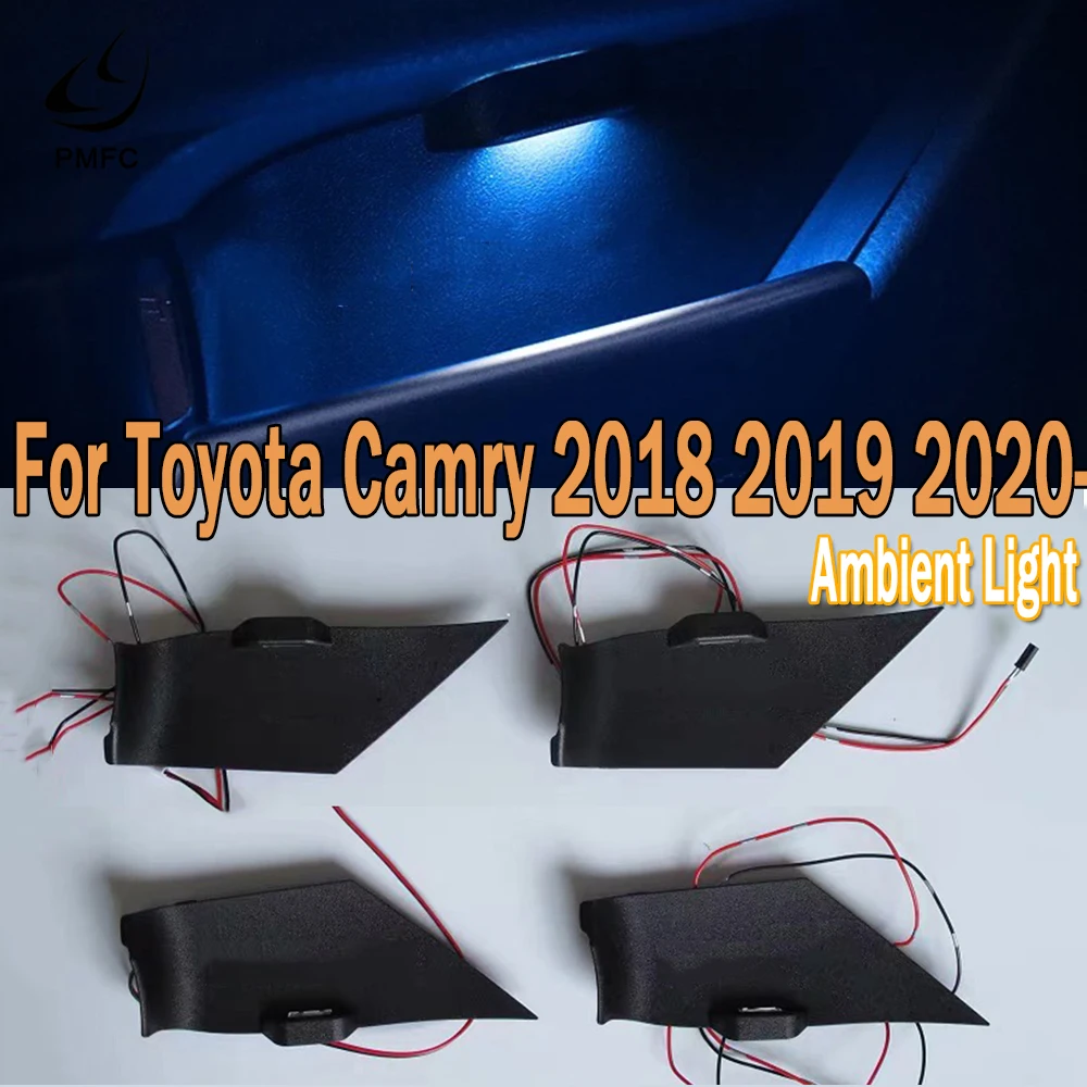 

PMFC Car LED 4Door Bowl Handle Ambient Atmosphere Lamp Lights Interior light Blue color For Toyota Camry 2018 2019 2020