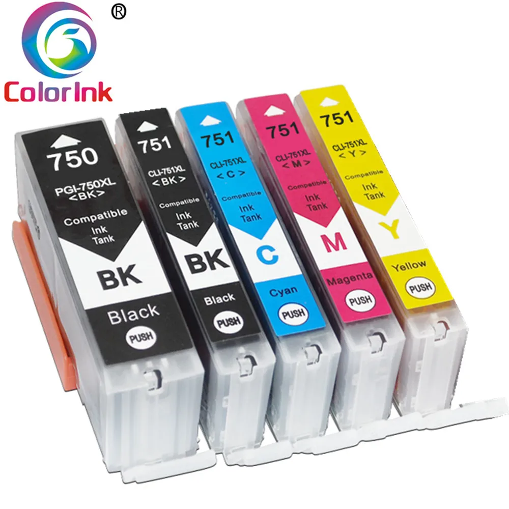 Чернильный картридж ColorInk PGI 750 751 750XL для принтера CANON PIXMA MG 5470 5570 5670 6470 6670 MX 727 927 Ip7270