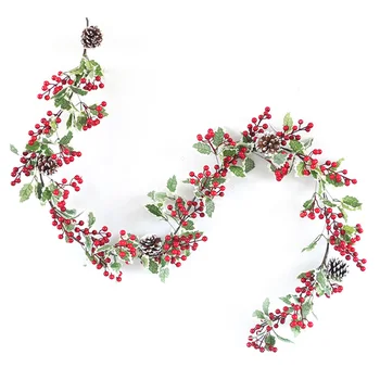 

1.5/1.8M Red Berry Garland Christmas Decoration Artificial Red Berry Garland with Pine Cone and Green Leaves for Festival new