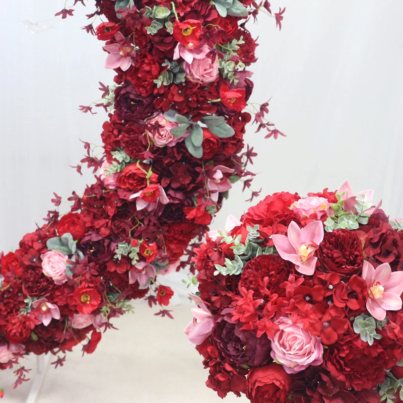 JAROWN Custom Wedding Color Artificial Rose Hydrangea Garland Set Wedding Background Decoration Flower Ball Arch Home Party Decor (5)