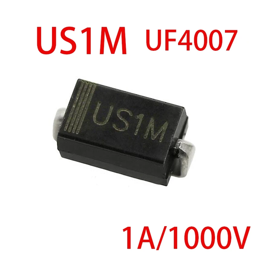 100 шт. US1M HER107 UF4007 1A 1000 в SMA выпрямительный диод | Электронные компоненты и