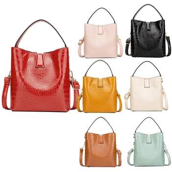 

Fashion Bucket Tote Bag Ladies Crocodile Pattern Handbag Casual Shoulder Messenger Bag Ladies PU Wallet