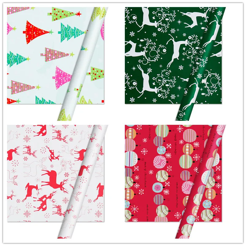 

10pc Christmas Wrapping Paper Decoration snowflake Elk Gift Wrapping Paper Handmade Paper Christmas tree Wallpaper Package paper
