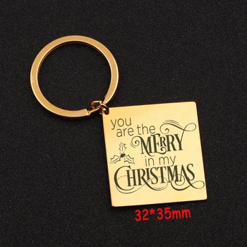 

Square Keychain Engraved You Are The Merry In My Christmas Trendy Keyfobs For Christmas Jewelry Gift Charm Holder