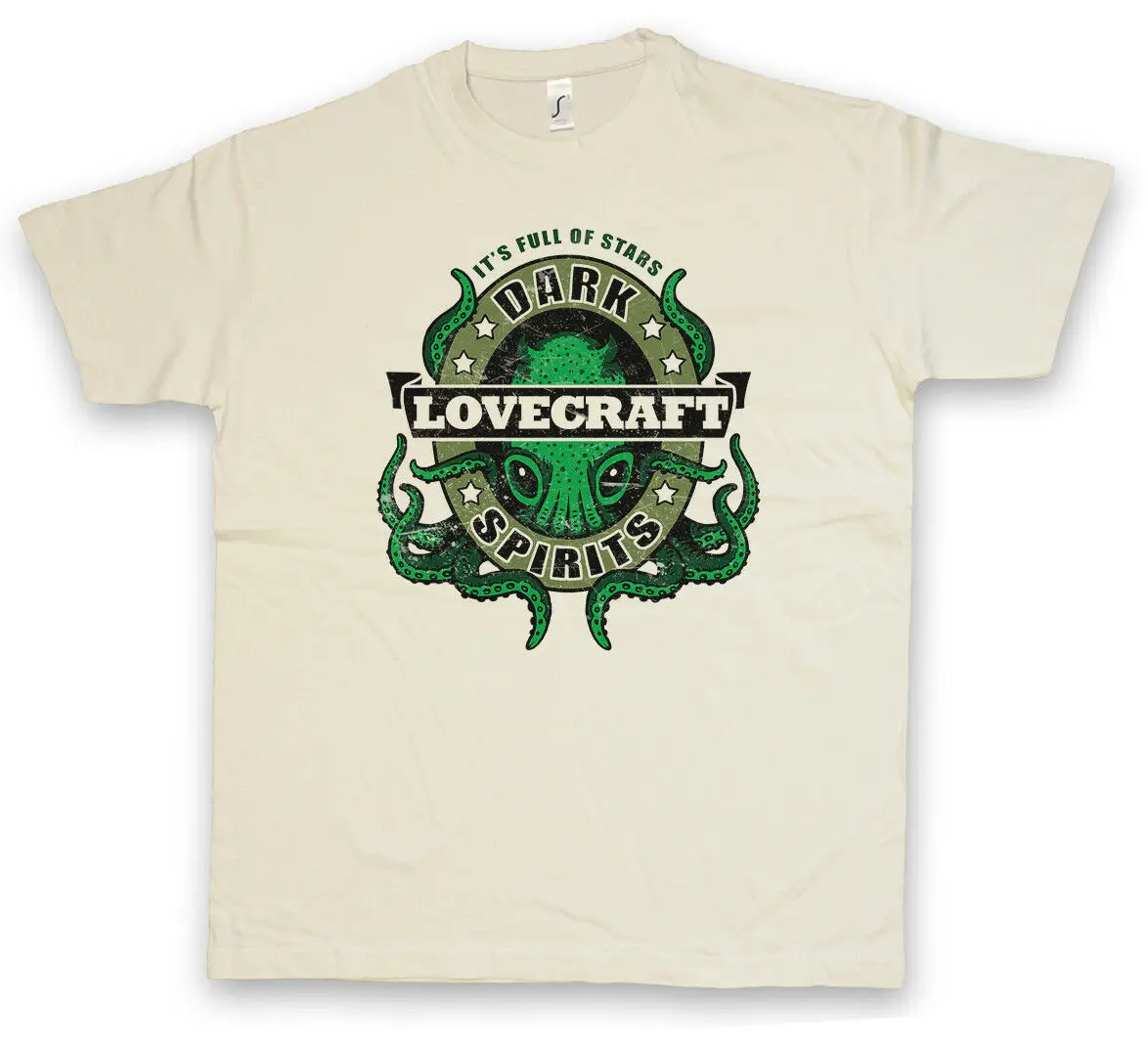 

DARK LOVECRAFT SPIRITS T-SHIRT Wars Cthulhu Arkham H. P. Lovecraft Miskatonic 100% Cotton For Man Shirts