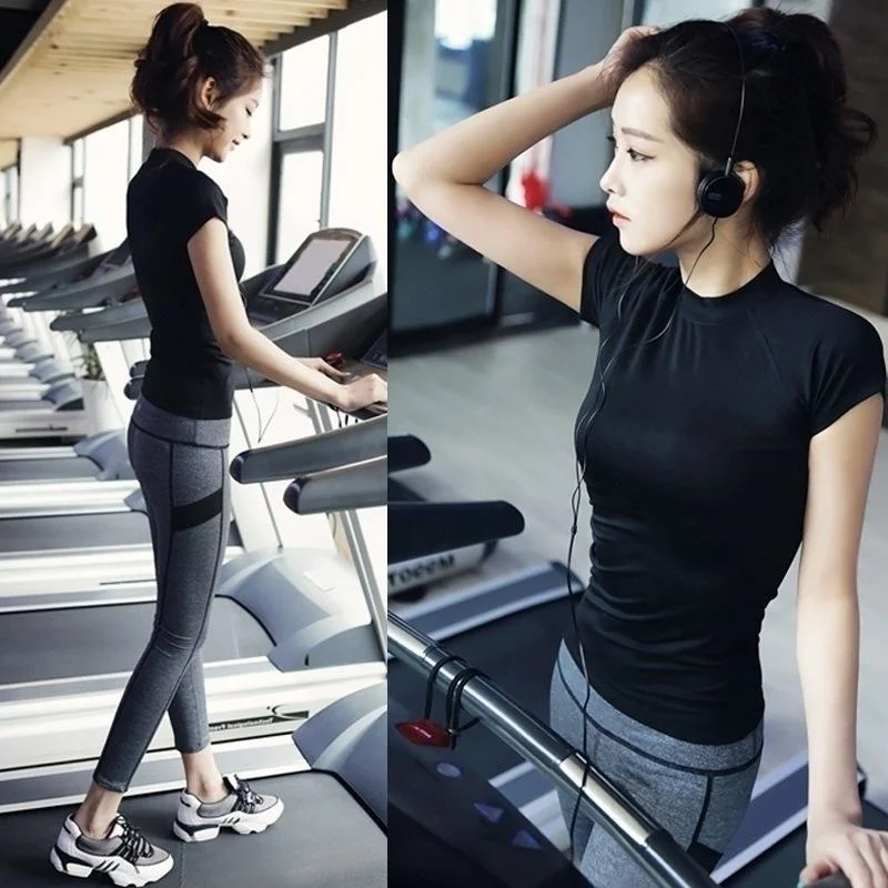 Yoga Crop Top Suit Estate Donna Sottile Fast Dry Running Principiante Professional Gym Net Red Mujer Camisetas