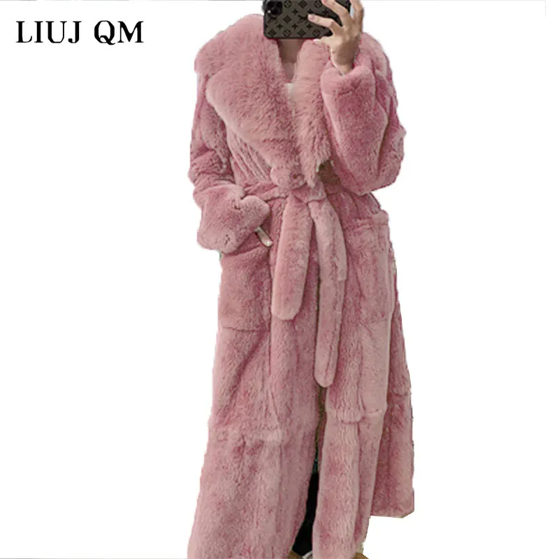 5XL Oversize Faux Fur Coat Winter Women X-Long