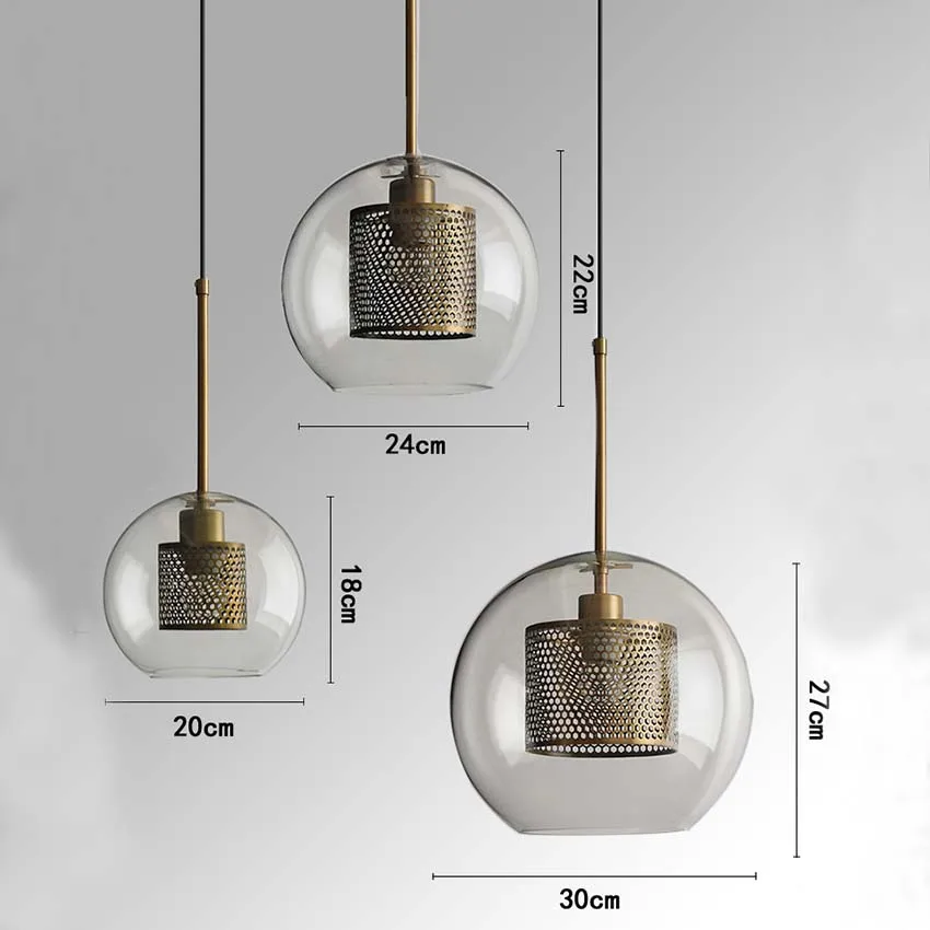 Современная стеклянная подвеска, светильники для столовой, ресторана, кофе, спальни, декор, светильник, винтажный Лофт, металлическая сетка, подвесные светильники