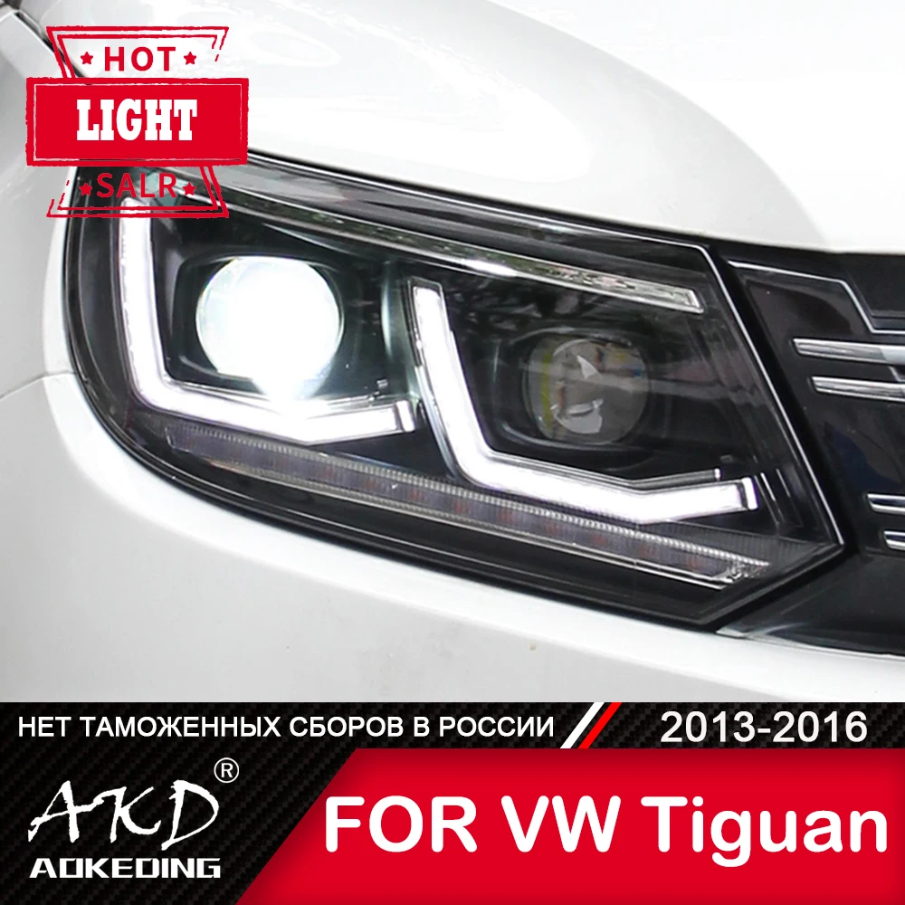 Передняя фара для VW Tiguan 2013-2016 фары противотуманные дневные ходовые огни DRL H7