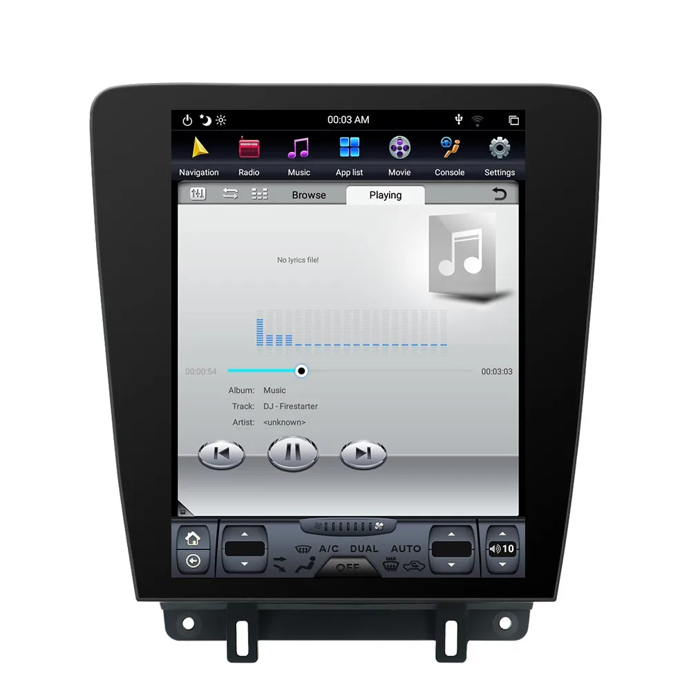 4G 64G PX6 Android 9.0 Car Radio Tesla Vertical Screen for Ford Mustang 2010- Audio Player In-dash Carplay GPS Navigation