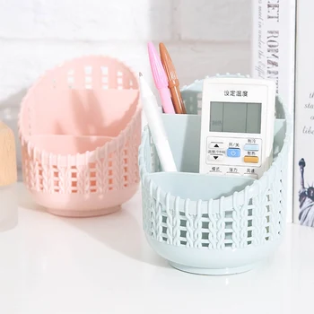 

4 Grid Pen Holder PVC Hollow Cylinder Pen Storage Box Pencil Brush Pot Makeup Brush Container Home Office Desktop Supply