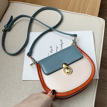 

PU Leather Contrast Color Crossbody Bags For Women 2020 Fashion Small Shoulder Bag Female Handbags And Purses Travel Bags