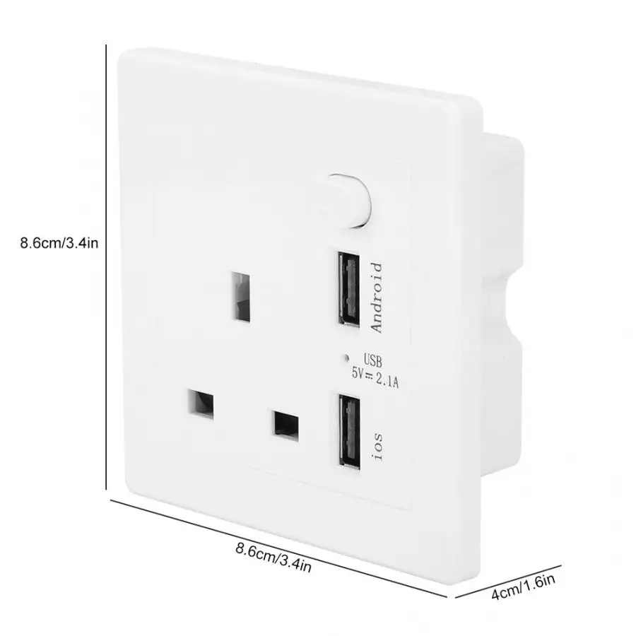 Розетка питания 86 Тип настенный выключатель розетка с 2 usb-портом Скрытая установка интеллектуальная розетка 110-250 В