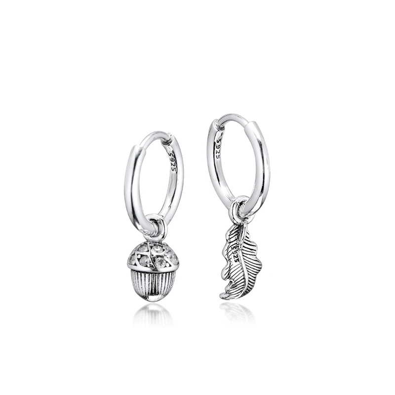 CKK серебро 925 ювелирные изделия желудь и лист серьги-кольца для женщин подарок Стерлинговое Серебро оригинальные серьги
