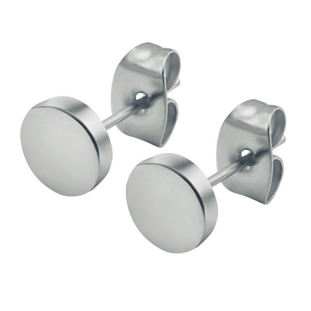 Steel Ear Post Stud Earrings Silver Color Black Color Earrings Jewelry Round 2mm Dia., 1 Pair