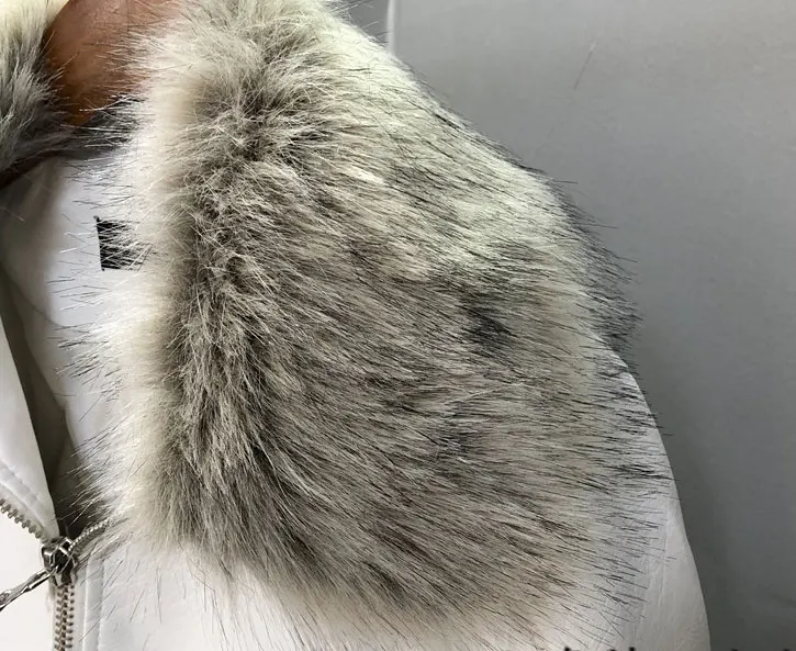 Chaquetas Mujer, теплая куртка для женщин, пальто из искусственной кожи, воротник из лисьего меха, хлопковая кожаная куртка, Женское пальто, куртка-бомбер, женские укороченные топы