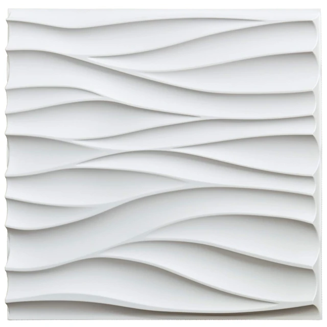 Art3d PVC 3D Wall Tile-Flowing Wave in White, Paintable 3D Panel, 19.7in. X  19.7in. Pack of 12, Covers 32 Sq.Ft