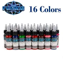 Простые цветные чернила для татуировки Fusion татуировки 16 цветов Набор 1 унций. 30 мл/бутылка краска для татуажа набор для макияжа красоты кожи тела Искусство