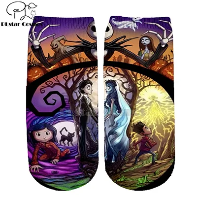 Хлопковые носки PLstar Cosmos nightster before christmas jack skellington разноцветные брендовые теплые короткие носки Хэллоуин-3 - Цвет: 15