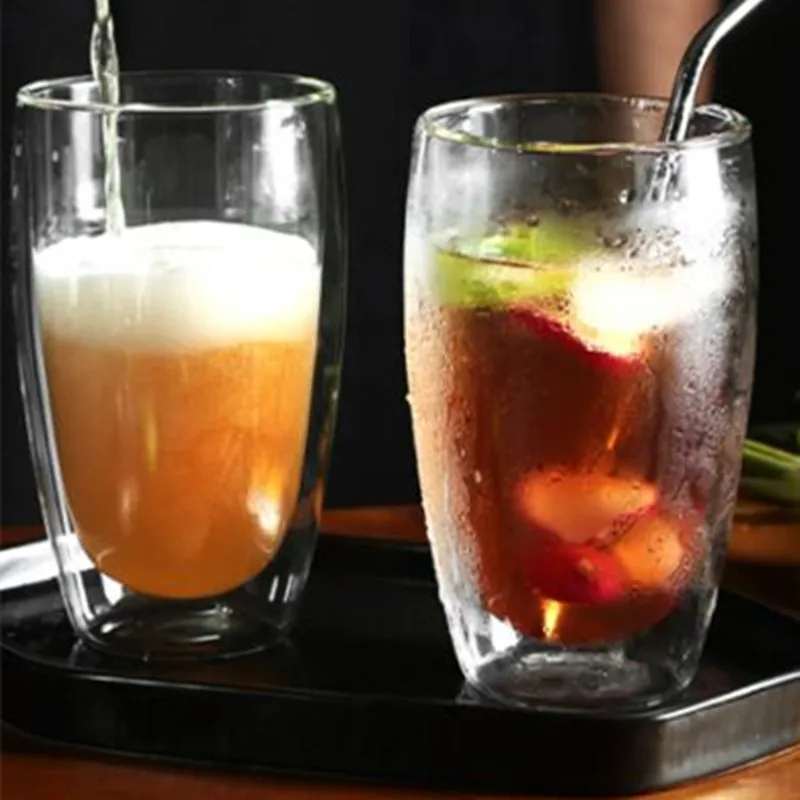 Heat Resistant Double Wall Glass Cup 80/150/250/350 Ml Beer Coffee Water Cups Transparent Cup Wholesale Drink Glass Set