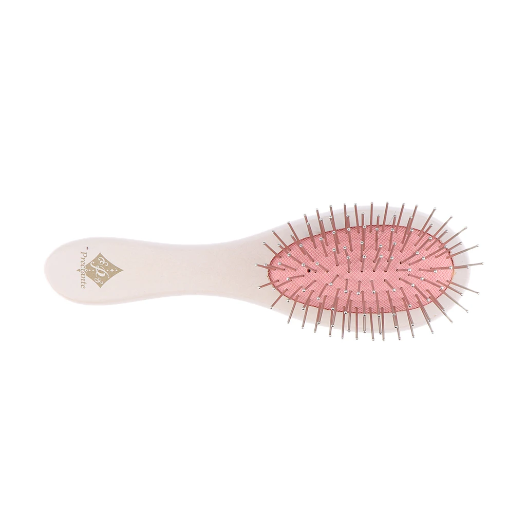 MagiDeal Oval Hair Brush With Cushioned For Managing Curls Pink+White 17 Cm