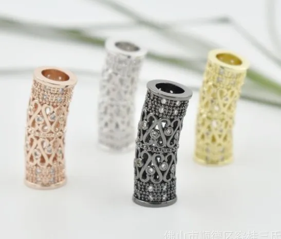 25*10mm tube crystal micro pave cz zircon cubic zirconia beads copper silver gold black plated bracelet accessories vgb34 | Украшения и