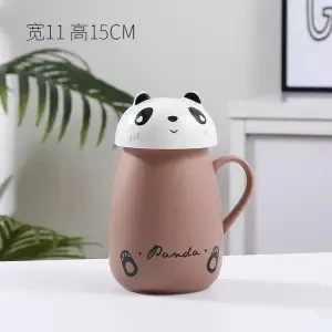 Керамическая чашка с Ложка Крышка необычная кружка Студенческая Женская чашка Бытовая чашка для молока набор кофейная кружка Рождественская кружка дорожная кофейная кружка - Цвет: 450ML