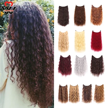 

MANWEI 24 inch fish line the invisible hair extension caused by the temperature of a natural synthetic silk wig