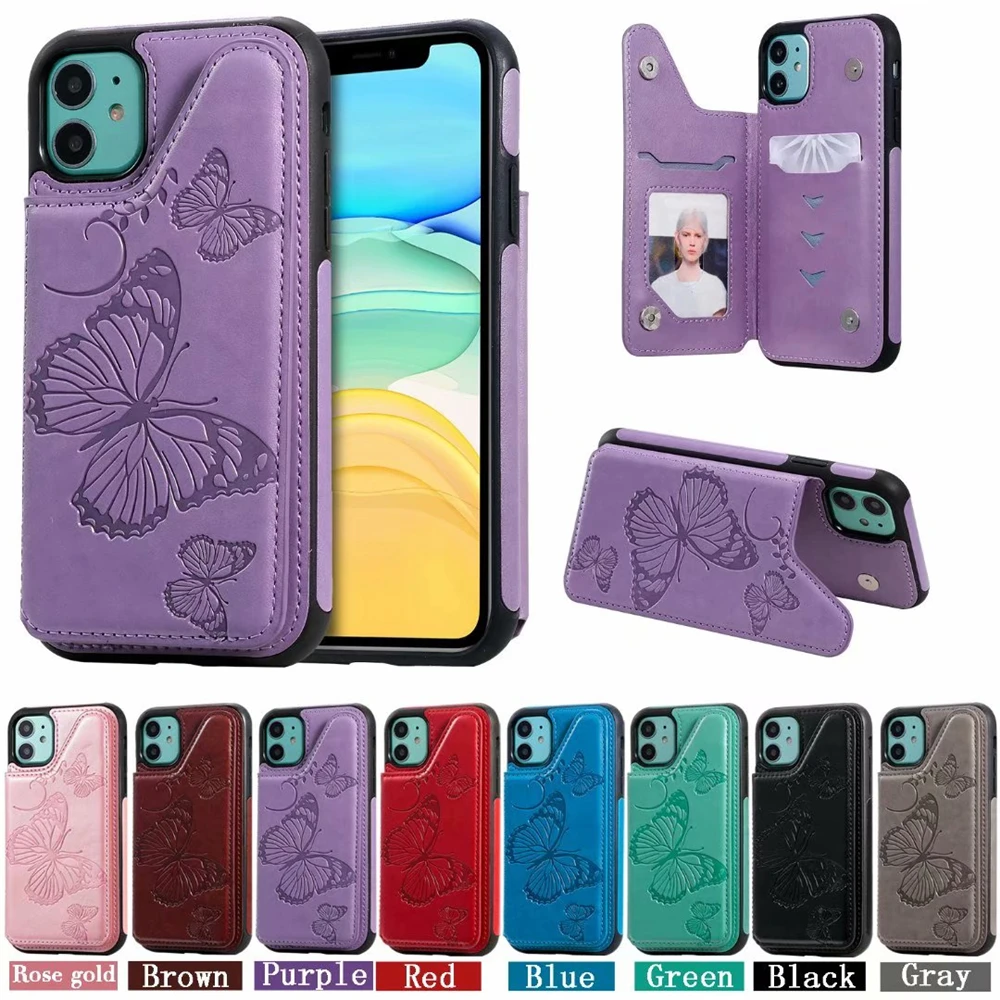 3D Butterfly Leather Case for iPhone XS 11 Pro Max XR X Flip Wallet Cover on for iPhone 8 7 6S 6 Plus SE 2020 11Pro Phone Case iphone 8 lifeproof case