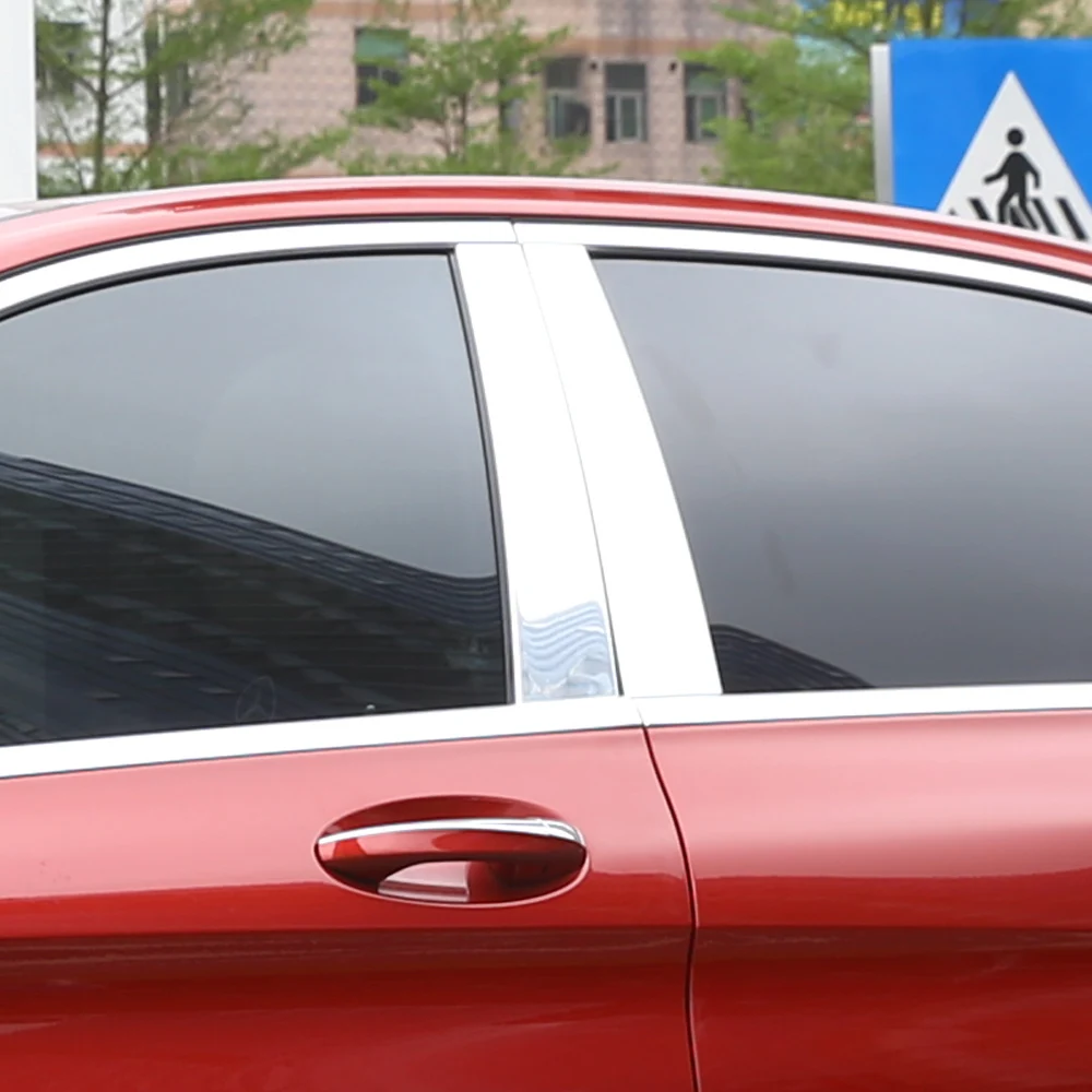 

6pcs/set For Mercedes benz W205 C Class 2015 2016 20Polished Aluminum Alloy B C Window Pillar Post Trim Kit Cover Trim Accessory