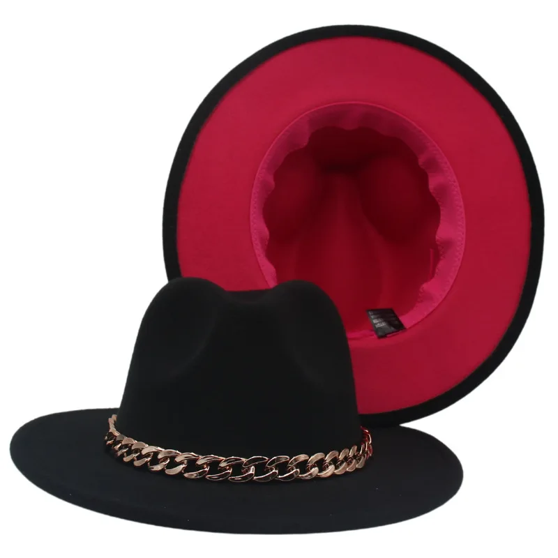 white fedora hat Black Plus Fruit Green Wool Felt Jazz Fedoras Women Hat Fedora Chain Accessories Church Panama Hat Wide Brim Sombreros De Mujer brown fedora