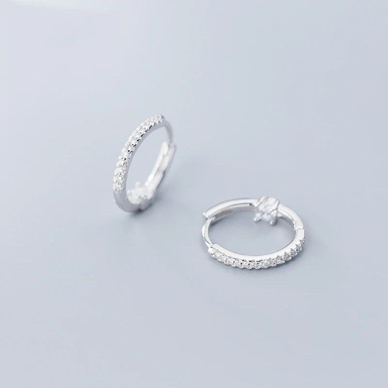 

Woman Sterling Silver Hoop Earrings Minimalist Geometric Zircon Round Hoop Earrings For Women Party Fashion Jewelry Accessory