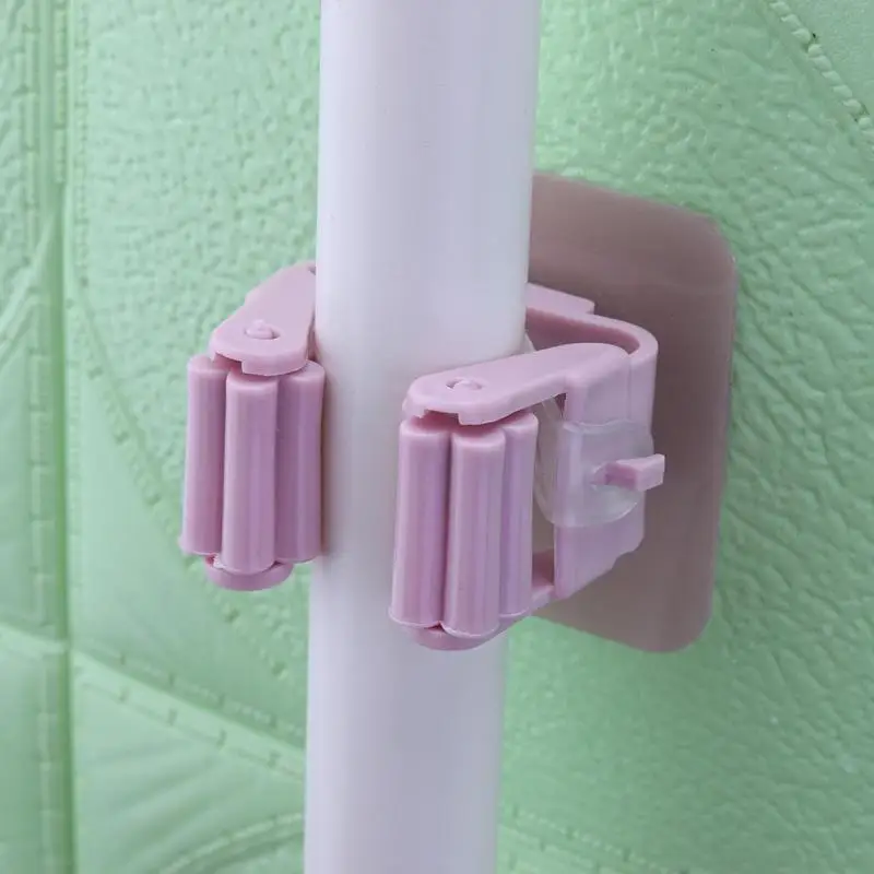 

Rack Wall Mounted Mop Bar Holder Rack Adjustable Clip Self Adhesive Broom Brush Holder Umbrella Handle Hanger Hook