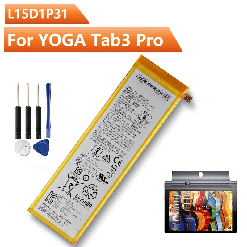 

Original Replacement Tablet Battery L15D1P31 For Lenovo YOGA Tab3 Pro X5-Z8550 X5-Z8500 Authentic Rechargeable Battery 4000mAh