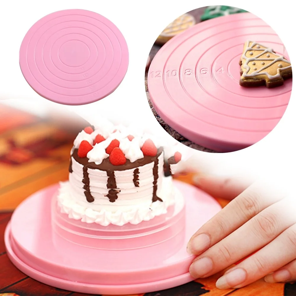 

DIY Cake Rotary Table Mini Plastic Fondant Cake Turntable Revolving Platform Round Cookie Stand Rotating Home Kitchen Accessory