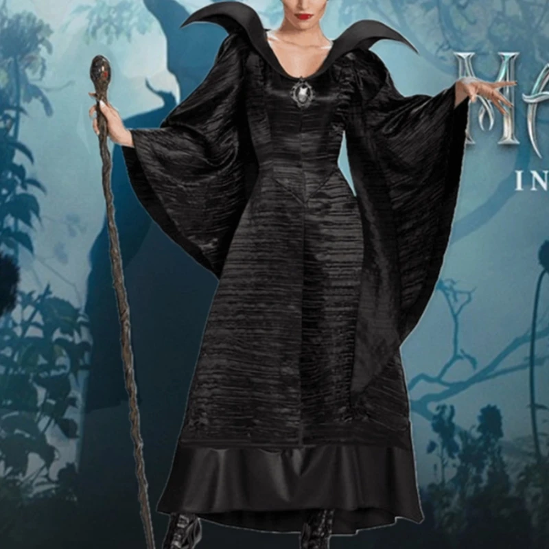 Evil Queen Witch Dress Cosplay Horn Hat 
