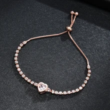 Круглый браслет в форме сердца, простой милый браслет-цепочка с кристаллами, женские очаровательные ювелирные изделия