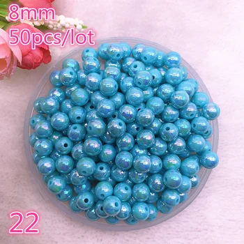 

50pcs/lot 8mm Shiny AB Round Loose Acrylic Spacer Beads Charms DIY Jewelry Makeing Production #22