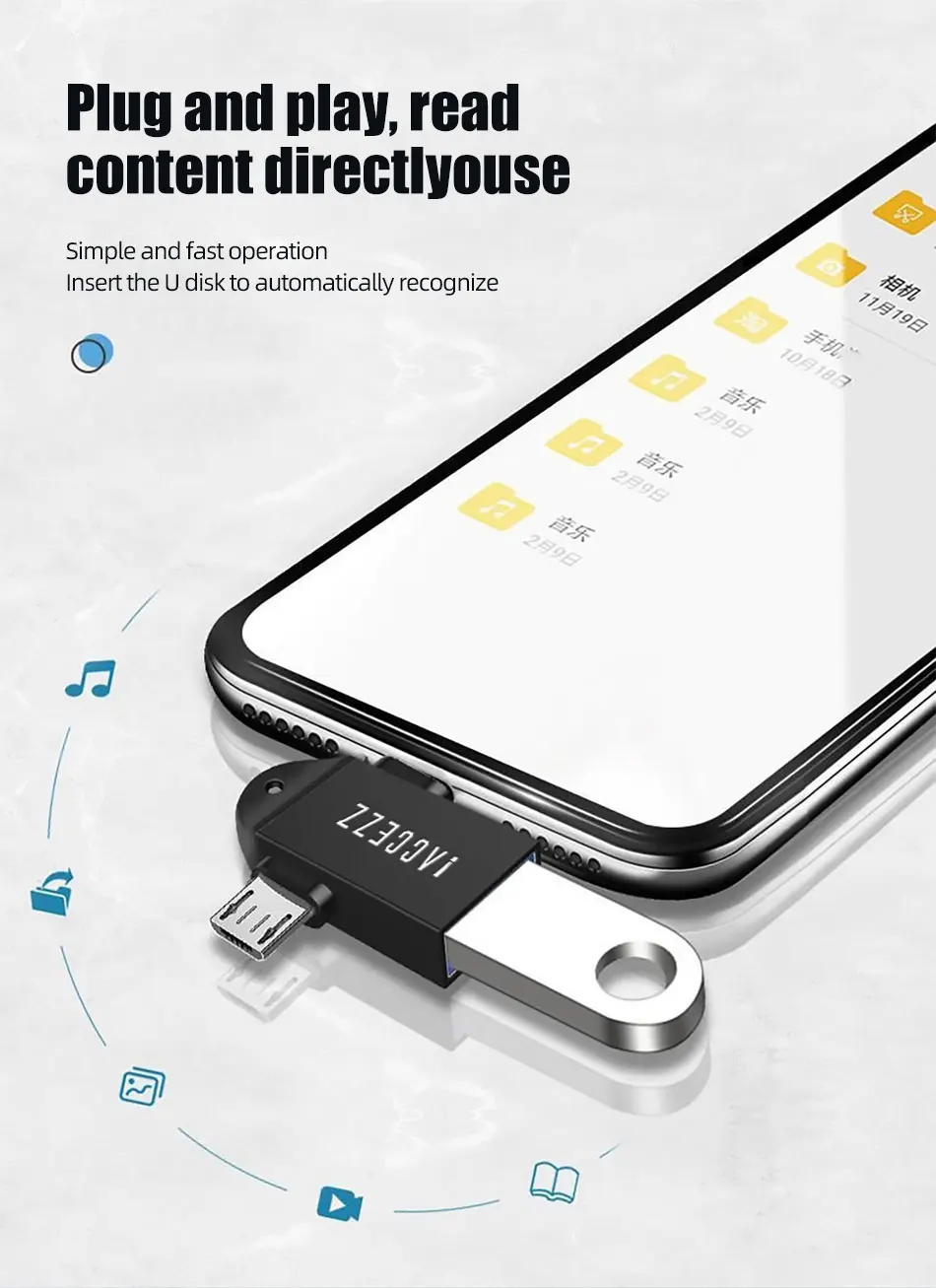 !ACCEZZ 2in1 Type-C OTG Adapter Micro USB To USB 3.0 Female Adapter For Macbook Pro Xiaomi mi 9 Huawei Samsung S9 S10 Connectors (6)