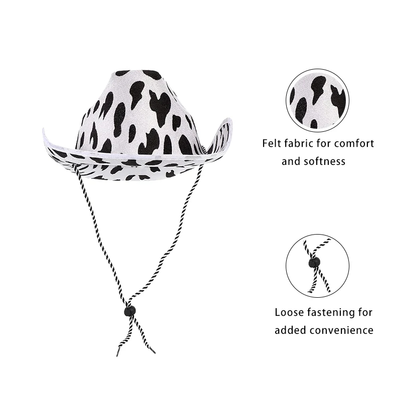 Cowboy Hat Cow Print Cowboy Hat Performance Party Celebration for Cosplay Costume Christmas Party White Black cowboy hats