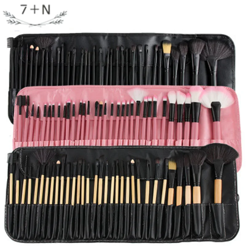 

32Pcs makeup brushes The beauty of economic material makeup tools With wooden handle Multifunctional pu brush package