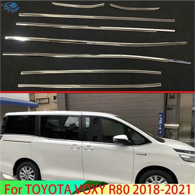

For TOYOTA VOXY R80 2018-2021 Car Accessories Body Styling Stick Stainless Steel Window Garnish Strip Trim 2019 2020