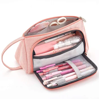 

Big Capacity Colored Linen Storage Pouch Marker Pen Pencil Case Stationery Bag Holder for Middle High School Office College Chri