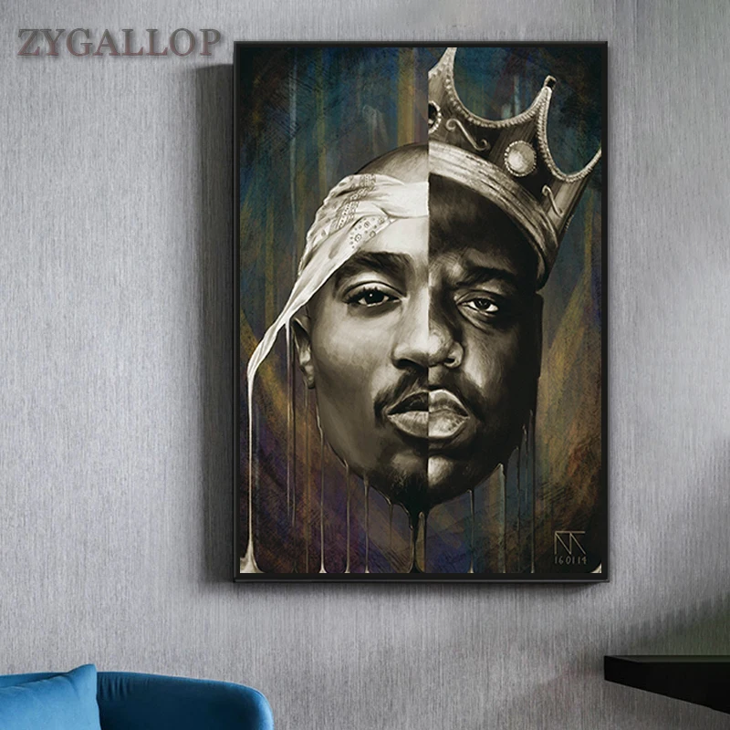 Настенная картина Rapper King Tupac Shakur яркая Картина на холсте B.I.G Biggie Smalls 2 PAC декор для